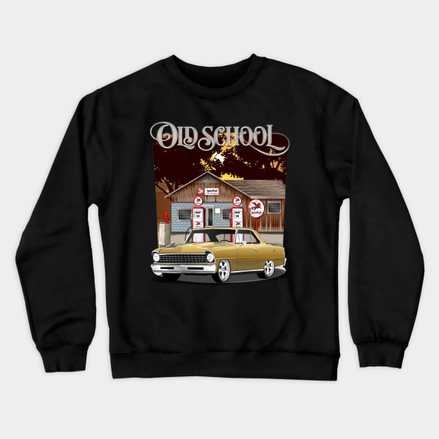 1967 Granada Gold Chevrolet Nova Old School Print Crewneck Sweatshirt by RPM-ART